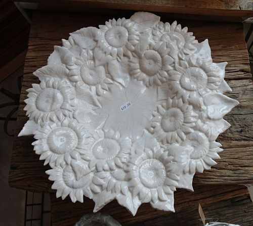 Große Keramik Sonnenblumenschale Handarbeit 40 cm